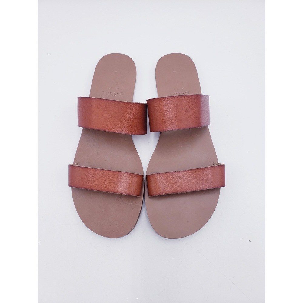 J Crew Boardwalk Slide Sandals Brown Double Strap Womens Size 7